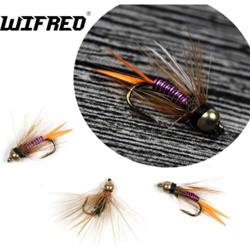 Wifreo 12pcs 12# Fast Sinking Brass Bead Head Prince Nymph Trout Fishing Flies Nymph Stonefly Caddis Fly