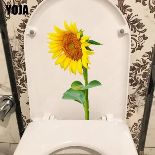 YOJA 13.4CM×23CM Sunflower Cartoon Toilet Decoration Home Room Wall Stickers WC Accessories T1-2636