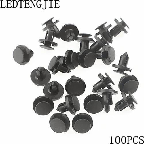 LEDTENGJIE 100Pcs Black Push-type Plastic Auto Fasteners Rivets Clips Vehicle Car Bumper Door Panel Fender Liner Clips Retainer