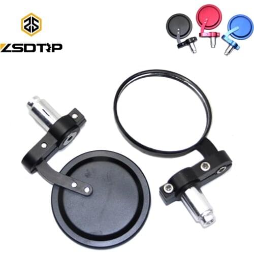 ZSDTRP Motorcycle Rearview Mirror Round Handlebar Bar End Rear View Mirrors Motorbike Side Mirror For Honda Kawasaki
