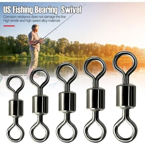 100/50PCS US Fishing Swivel Solid Connector Ball Bearing Snap For Jigging/Casting Fishing/Power Rolling Stainless Steel Beads