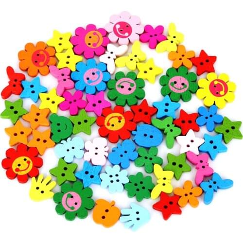 100pcs Multi-option Sewing Wooden Buttons Scrapbooking Clothing Decorative Buttons DIY Crafts Kids Decor
