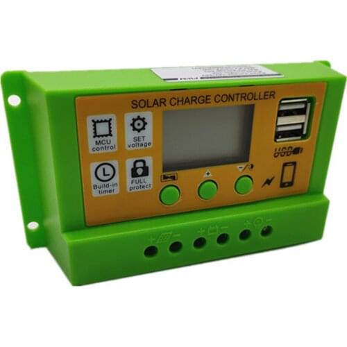10A/20A/30A Solar Charge Controller 12V/24V Regulator Charger with LCD Display Automatically Detect Battery Voltage Controller