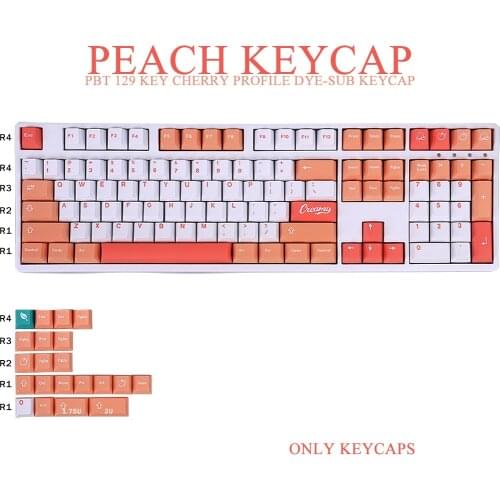 129 Key PBT Keycap Cherry Profile DYE-SUB Personalized Peach Keycaps For Mechanical Keyboard Anne Pro 2/GK61