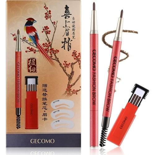 Auto-rotating Ultra Fine Eyebrow Pencil Precise Brow Definer Long Lasting Waterproof For Blonde Brown Eye Brow Makeup With Brush