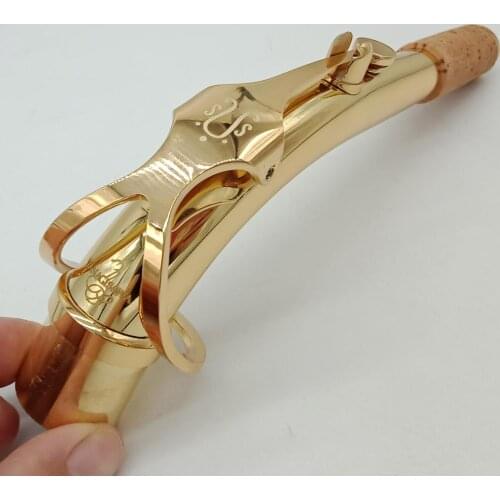 Free Shipping Music Fancier Club Professional Instrument Alto Saxophone Neck Brass Gold Lacquer Sax Custom Neck Accessories