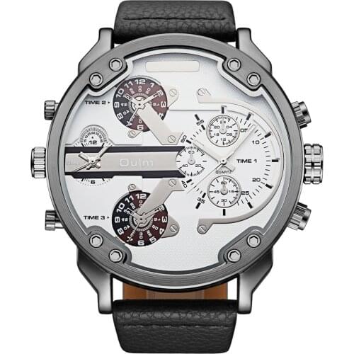 Oulm 3548 Large Big Watches Men Luxury Brand Unique Designer Quartz Watch Male Heavy Full Steel Leather Strap Wrist Watch