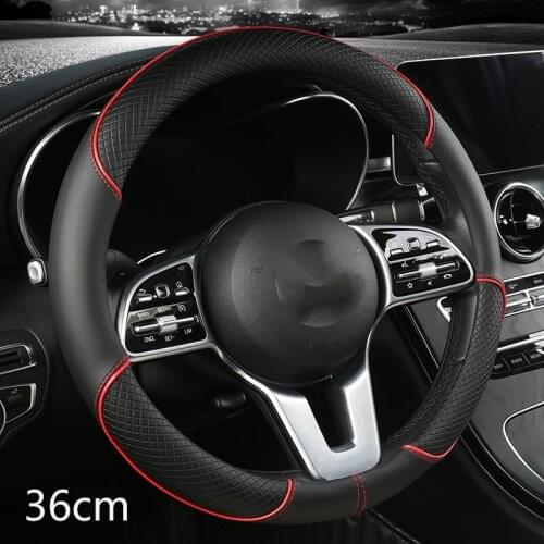 Size 36cm Car Steering Wheel Cover faux PU Leather Square Embossing Non-slip for Honda Civic Auto Interior Accessories