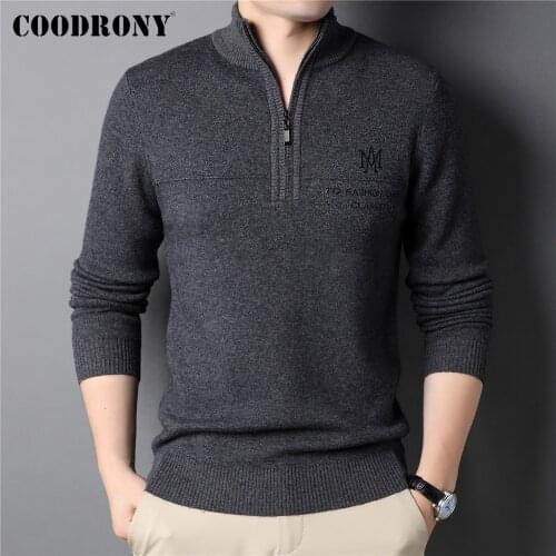 COODRONY Men's Pullovers With Zip