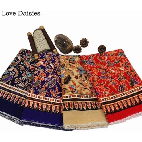 Ethnic Cloth Floral Printed Cotton And Linen Cloth Fabrics For Tablecloth Curtains Apparel Handwork Craft Patckwork Tissues Tela