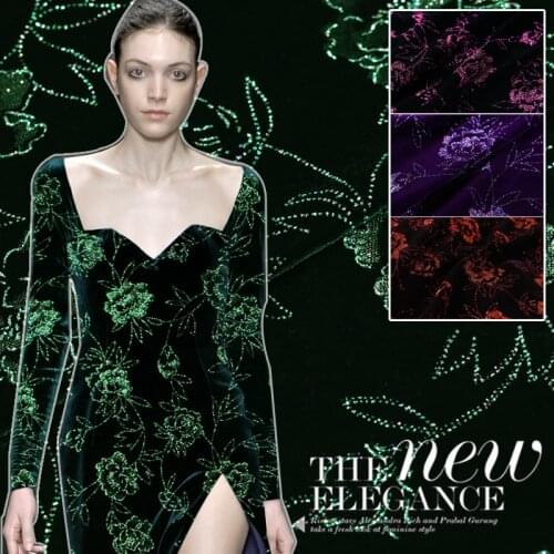 1 metre High-grade Fleece Mulberry Silk Fashion Dress Fabric Flocking Gilded Velvet