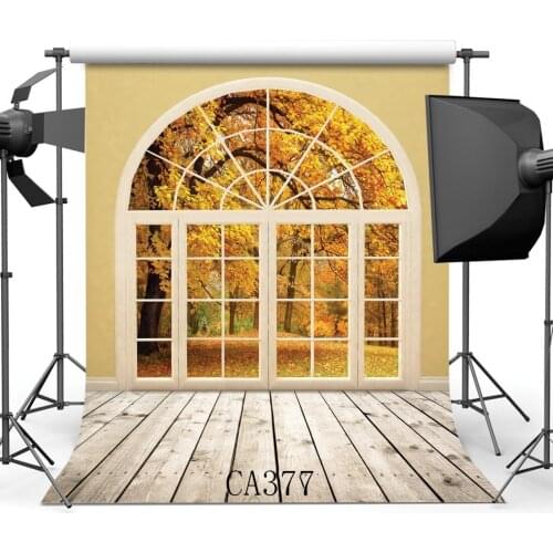 Photography Backdrop Rural Forest Autumn Fall Leaves Vintage Stripes Wood Floor Seamless Background Studio Prop CA377