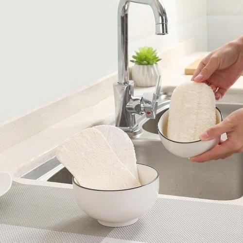 Natural Loofah Cleaning Sponge, Loofah Pads Portable Household Dish Scrubber Organic Dish Washing Sponges Cleaning Brush Decor