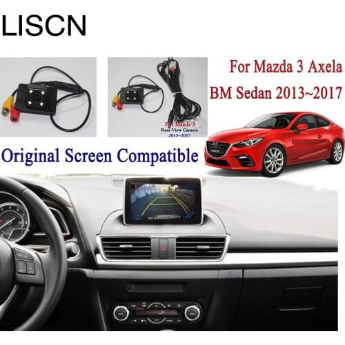 Reversing Rear View Camera For Mazda 3 Axela BM Sedan 2013~2017 Original Screen Compatible Monitor parking License Plate Camera