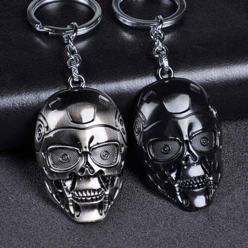 Motorcycles Key Chain Movie Terminator 3D Skull Head Keychain Charms Mens Keychains Ghostface Jewelry Accessories Wholesale