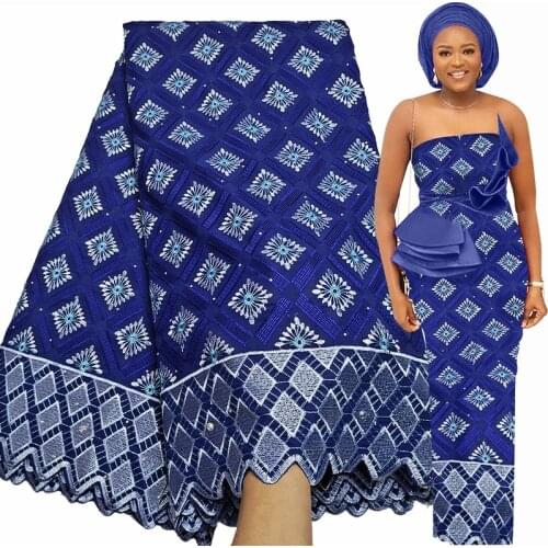 Bestway Latest Swiss Voile African Lace Fabric 5 Yards High Quality 100% Cotton Embroidery Nigerian Party Gown Sew Material 2021