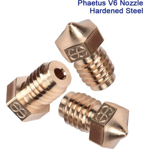 Phaetus Brass V6 Nozzle 0.2 0.4 0.6 0.8MM 3D Printer Parts For V6 Hotend I3 MK3 Extruder Heater Block 1.75mm Filament PLA ABS