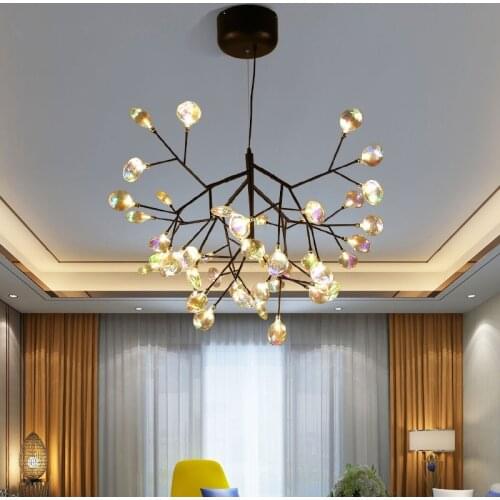 Clear Glass bubble chandelier Lighting Itlian Design tree branch chandelier Black Iron Body Retro Vintage Chandelier