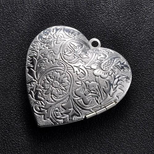 30Pcs/Lot Big Heart Photo Frame Locket Box Copper Gold Steel Tone Pendant DIY Vintage Jewelry