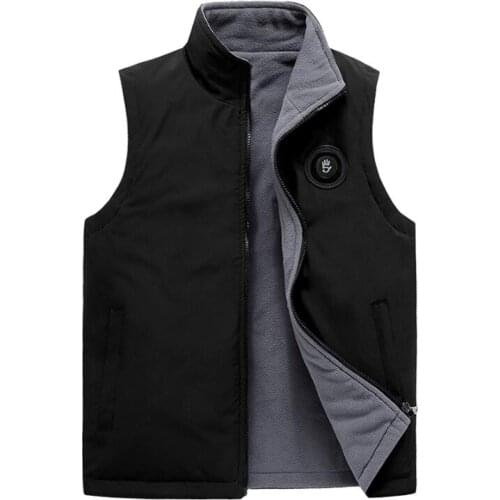 Men Vest Jacket Winter Plus Velvet Vest Male Loose Warm Fashion Casual Zipper Thickening Black Size M L Xl 2Xl 3X