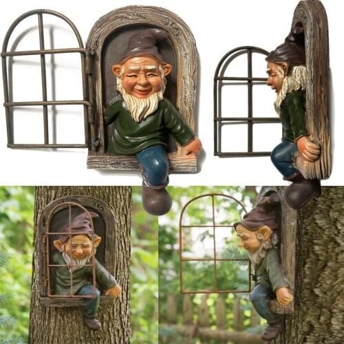 Resin Naughty Garden Gnome Garden Decoration Statue White Old Man Fairy Garden Ornament Accessories Elves Desk Decor Gift