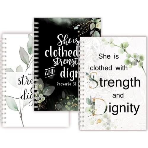 Proverbs 31 25 - She is clothed with Strength and Dignity - Spiral Notebook Scripture Note Book Bible Quote Jesus Christian Gift
