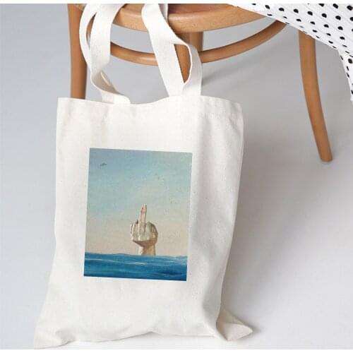 Retro Fun Graphic Canvas Tote Bag Shopping Bags Girls Hipster Cartoon Print Casual Pacakge Hand Bag Shoulder Bags for Women