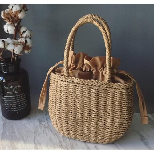 2021 New Straw Bags for Women Summer Hand-Woven hand made Rattan Bag Handmade Woven Purse Wicker Beach Bag Handbag wicker bags