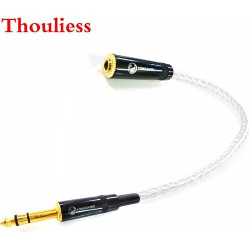 Thouliess Hi-Fi 6.35mm 1/4" Male to 3.5mm Female 7N OCC Silver plated Audio Cable Cord Mic Audio Cable Cord