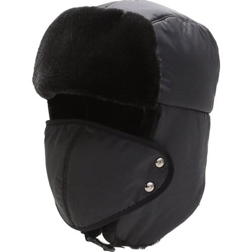 Trend Winter Thermal Bomber Hats Men Women Fashion Ear Protection Face Windproof Ski Cap Velvet Thicken Couple Hat #T1P