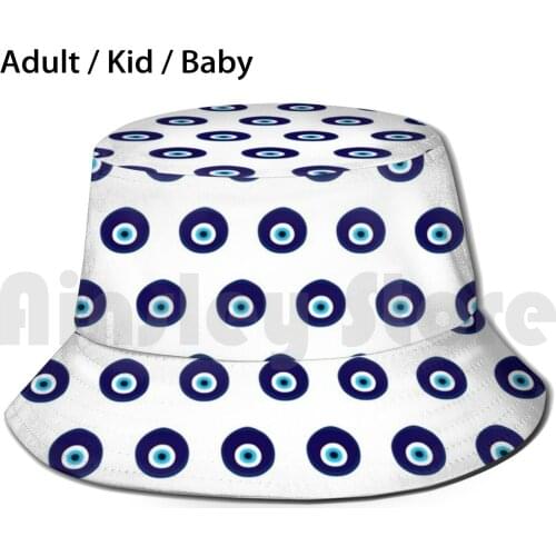 Turkish Blue Eye Bead Pattern Sun Hat Foldable UV Protection Turkish Eye Blue Nazar Amulet Mashala Turkey Turkic