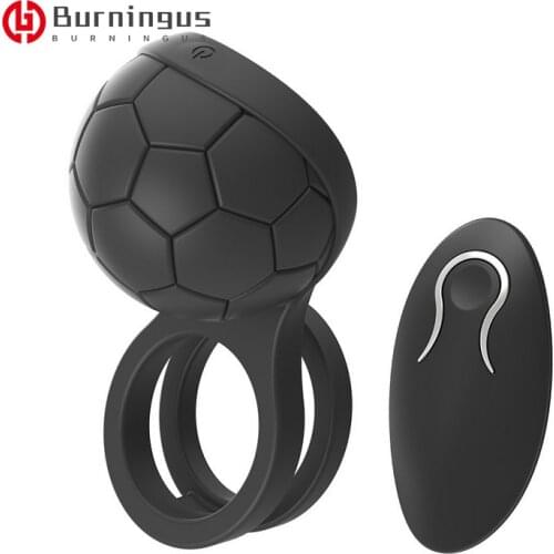 Burningus Adult Toys Mens Silicone Delay Lock Ring Vibration Penis Flirting USB Charging