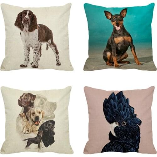 XUNYU linen Pillowcase Home Sofa Square Pillow Cover Cute Animal Pattern Decorative Cushion Cover 45X45cm AC030