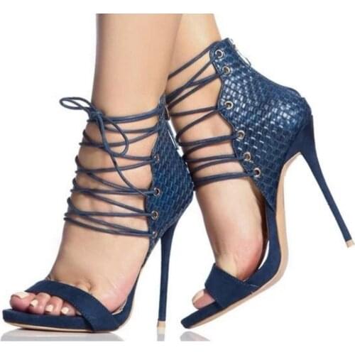 2020 fashion Women Sandals party shoes lace up dress shoes sexy cross strap gladiator sandals women open toe high heels