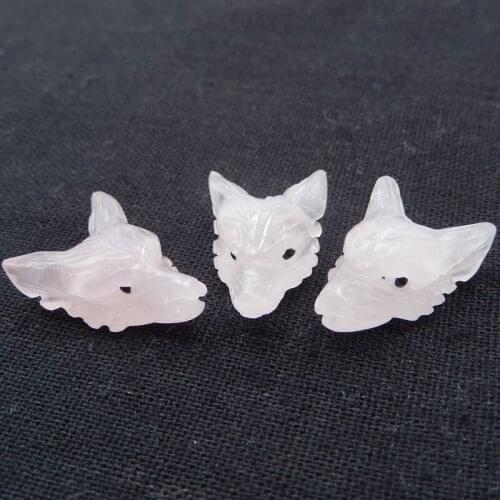 1 Pcs Natural Rose Quartz Carved Wolf Head Pendant Bead,Popular jewelry,Handmade DIY Jewelry Making 23x16x10mm,4g