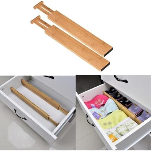 2/4Pcs Bamboo Drawer Dividers Adjustable Drawer Organizer Drawer Separator Spring Loaded Storage Drawer Storage Board