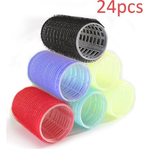 24Pcs Hair Rollers Bang Roll Curler Hair Curler Plastic Self-adhesive Hair Curling Hairdressing Tool Girl Beauty Styling Tool