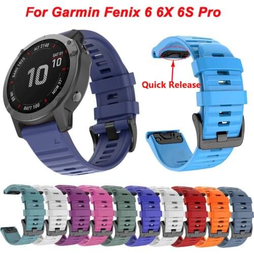 26mm Sport Silicone Watchband Wriststrap for Garmin Fenix 6X 6 6S Pro 5X 5 5S Plus 3 HR 20 22mm Easy Fit Quick release wirstband