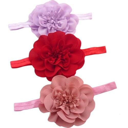 30 pcs/lot, 3.9" Soft Chiffon Flower headbands, Baby Girls Hair Accessories