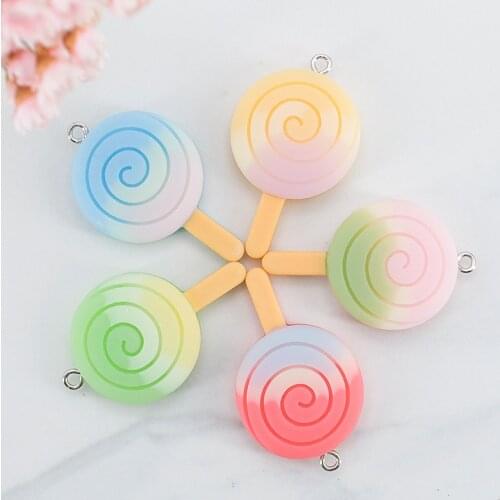 7pcs Cute Multicolor Resin flatback Round and Foot Ice cream For Necklace Keychain Pendant DIY Making Accessories