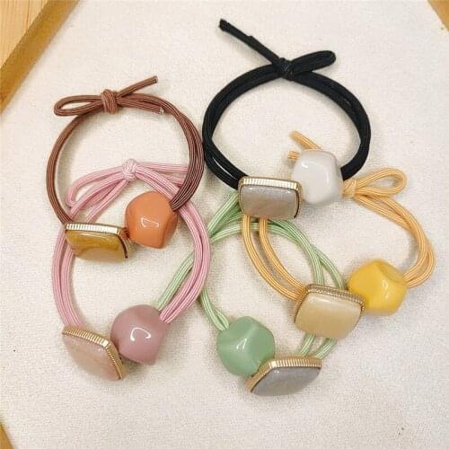 Korean Female Ponytail Hair Accessories Fashion Simple Resin Geometry Rubber Band Hair Rope Sweet Girl Womens Headdress
