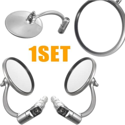 1pair 17.2mm CNC Aluminum Rear Side Mirrors For cafe racer Handle Bar End Oval Round Chrome For Motorcycle Bike