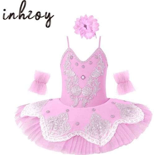 Ballet Dress Girl Dancewear Sleeveless Sequins Ballet Dance Gymnastics Leotard Tutu Dress Kids Dance Set Girls Balletina Dress