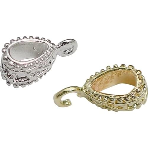 Beadsnice Brass 50pcs Cubic Zircon Oval Pendant Bail Pendant Making Supplies