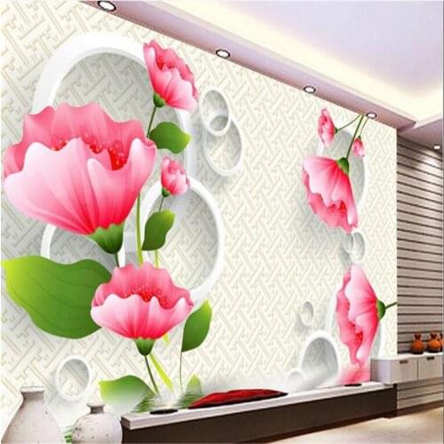 Beibehang Large Custom Wallpaper Living Room Bedroom 3d Round Flower Background Wall Decorative Sofa