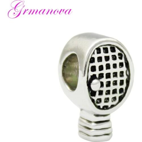 Sporting goods tennis racket charm beads handmade DIY jewelry making accessories Fit Pandora Bracelet Necklace DIY