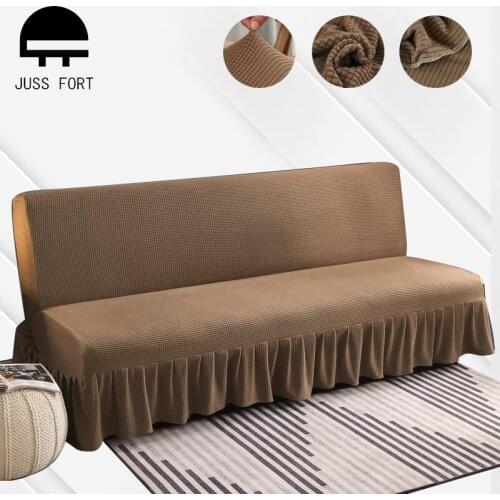 Armless Sofa Bed Cover With Skirt Edge Folding Couch Covers All-inclusive Elastic Without Armrest Slipcover Home Sofa Protector