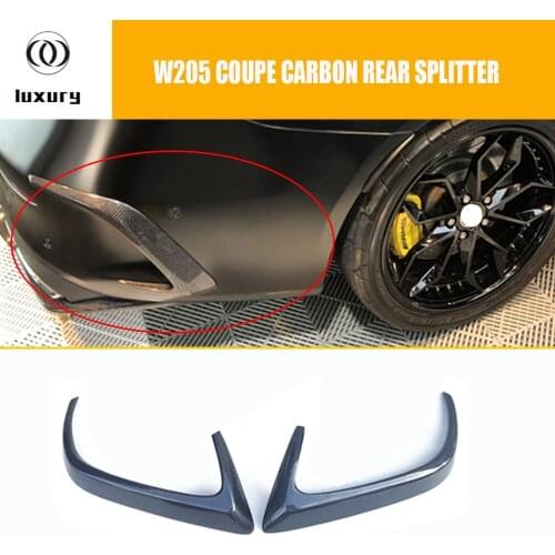 C63 Carbon Fiber Rear Bumper Side Canards Splitter Spoiler for Benz W205 C63 C63s AMG Coupe 2 Door Only 2015 - 2019