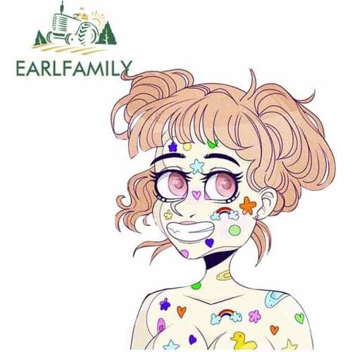 EARLFAMILY 13cm x 10.6cm For Art Stickers Girl Funny Car Sticker Suitable For VAN RV Occlusion Scratch Waterproof Vinyl Material