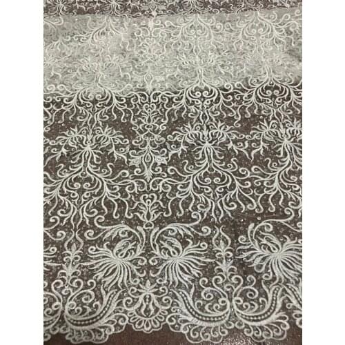 Hot sale High Quality SYJ-6133 Nigerian Tulle Lace Fabrics with beads African French Net Lace Fabric